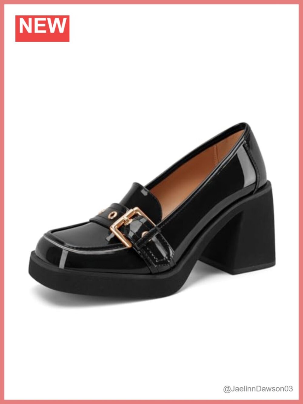 Womens Platform Chunky Loafers Square Closed Toe Block Heel Faux Leather Shoes